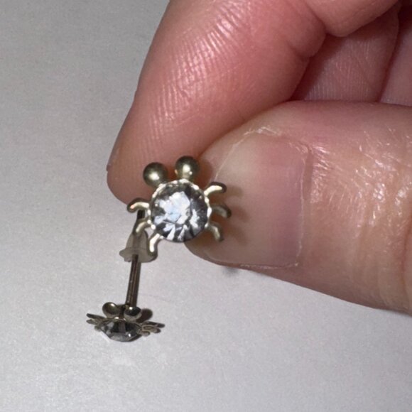 Clear Cute 8.25mm Sterling Silver Spider Post Earrings - Picture 9 of 10